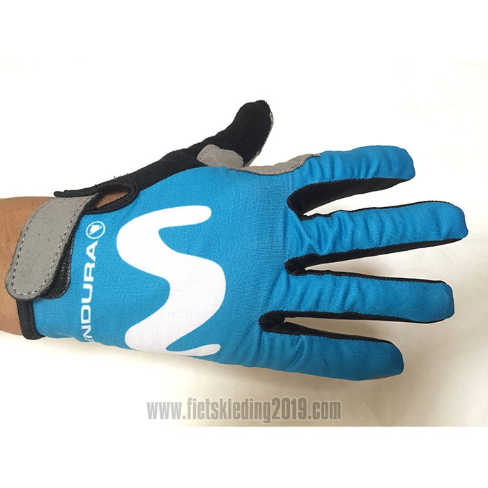 2020 Movistar Handschoenen Met Lange Vingers Blauw Wit